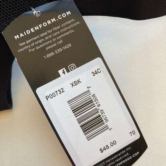 Maidenform Push Up Smoothing Underwire Bra 34C Black Jacquard Lace NWT - Picture 4 of 8